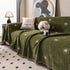 Chenille Camellia Floral Sofa Throw Cover Couch Blanket with Striped Jacquard