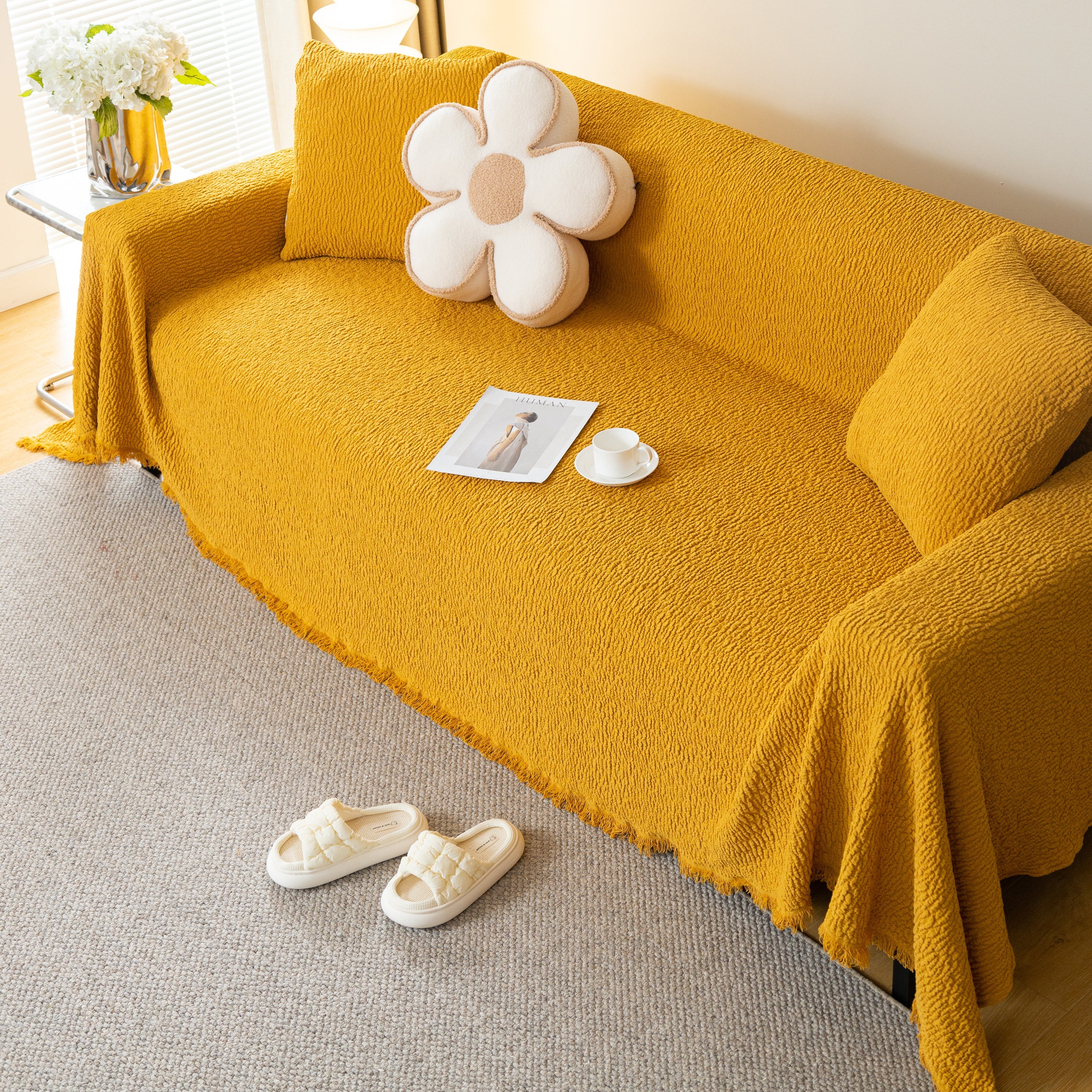 Sofa Throw Covers L-Shape Sectional Couch Cover for Dogs Cats Furniture Protector