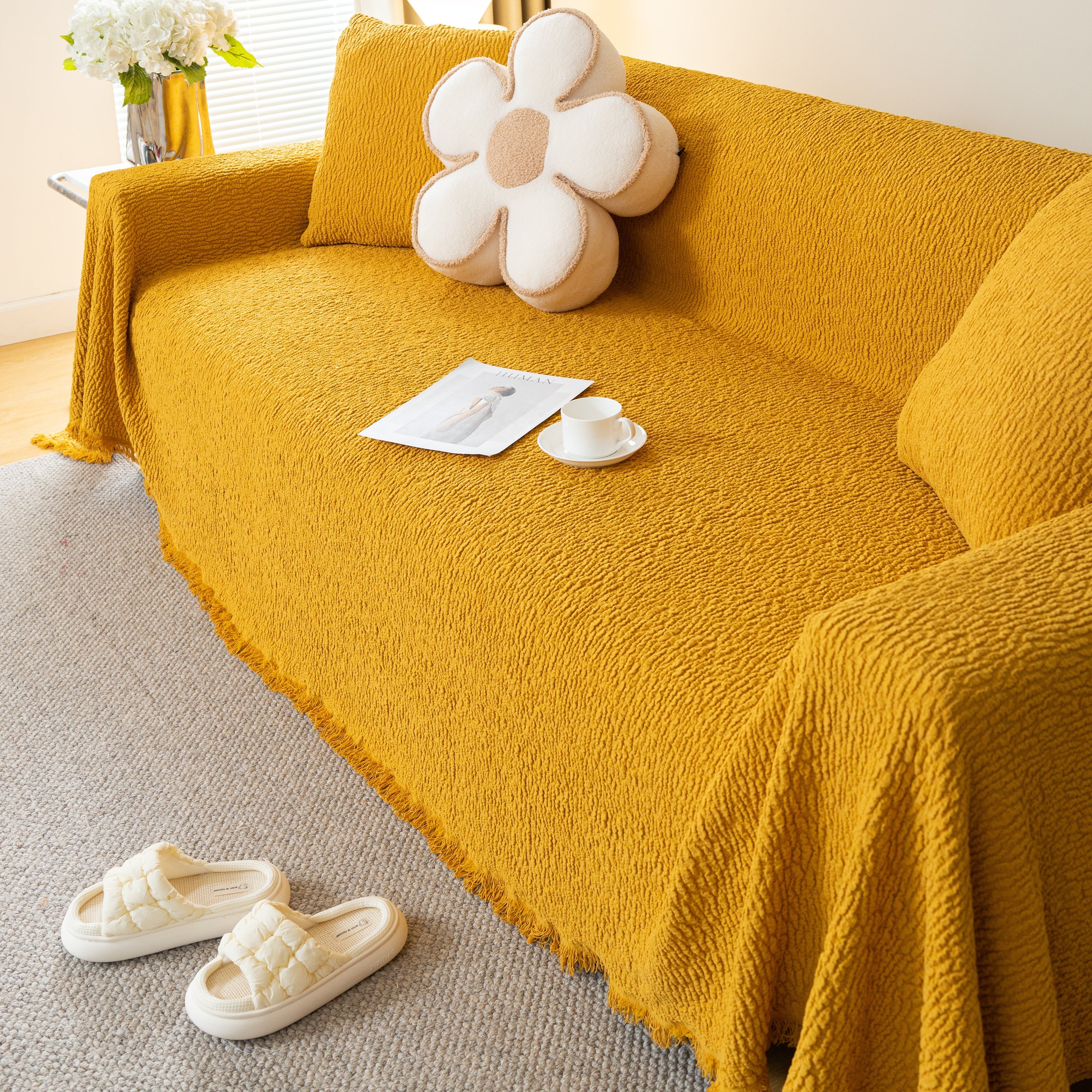 Sofa Throw Covers L-Shape Sectional Couch Cover for Dogs Cats Furniture Protector