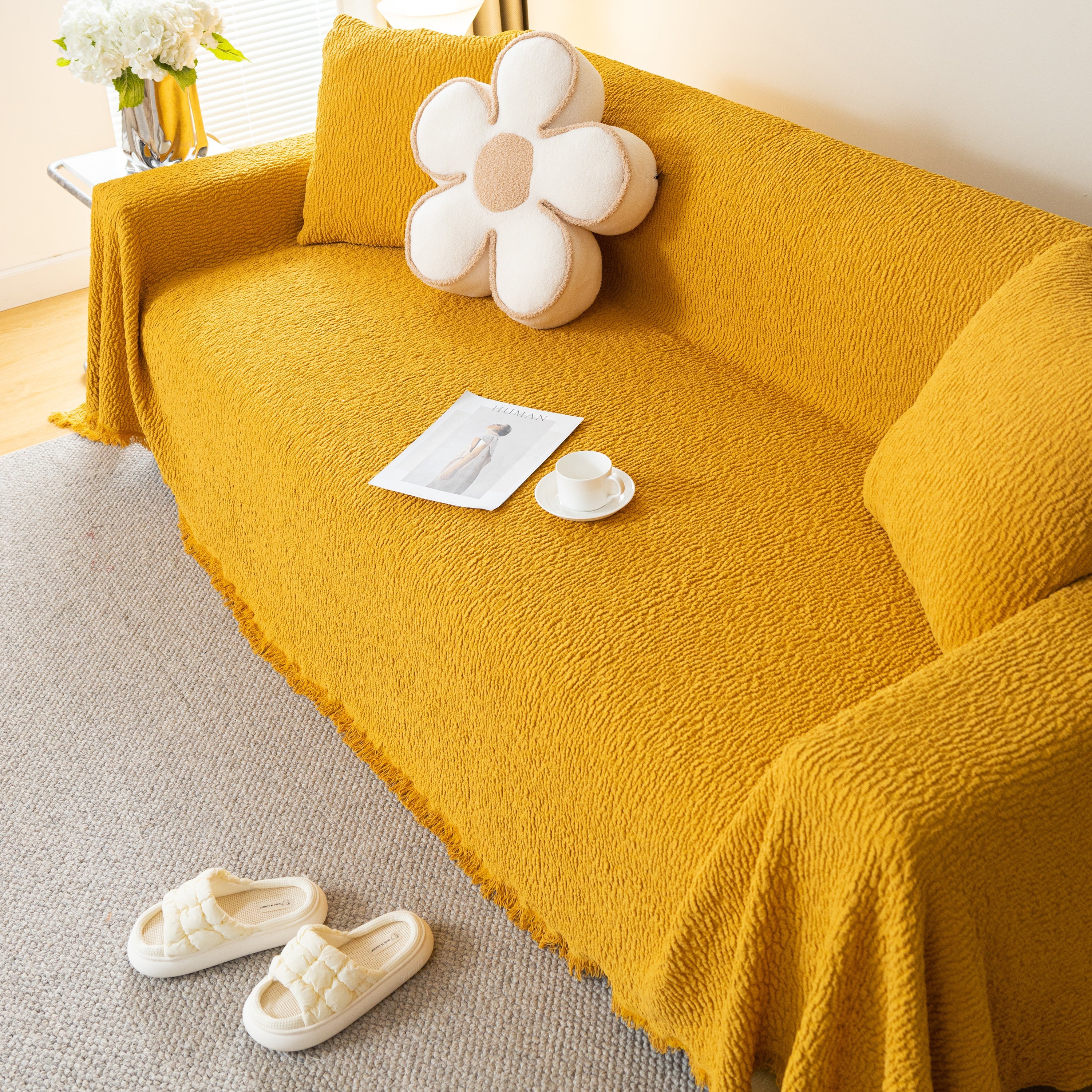 Sofa Throw Covers L-Shape Sectional Couch Cover for Dogs Cats Furniture Protector