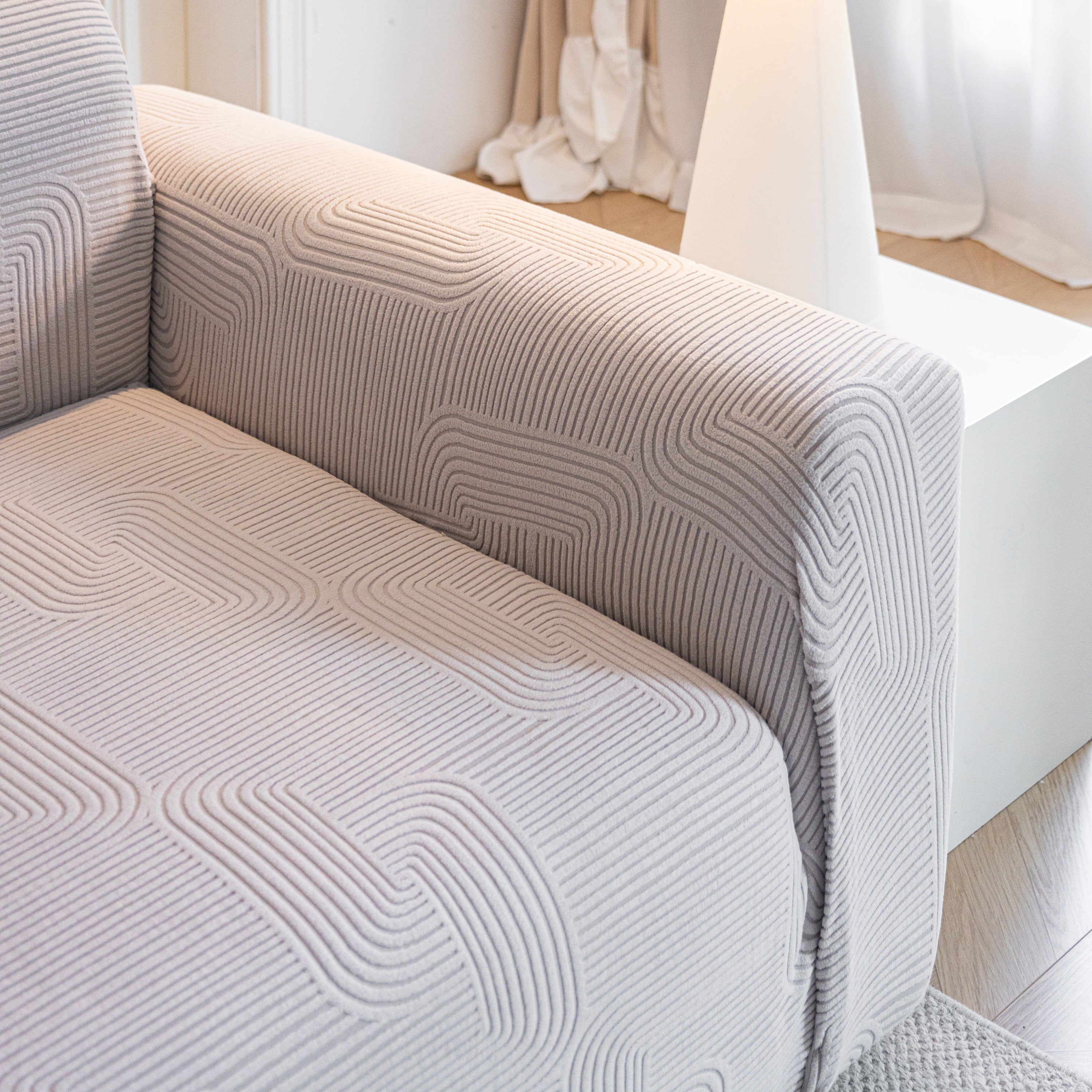 Modern Slipcovers Geometric Textured Stretchable Sofa Cover for Couch with Chaise