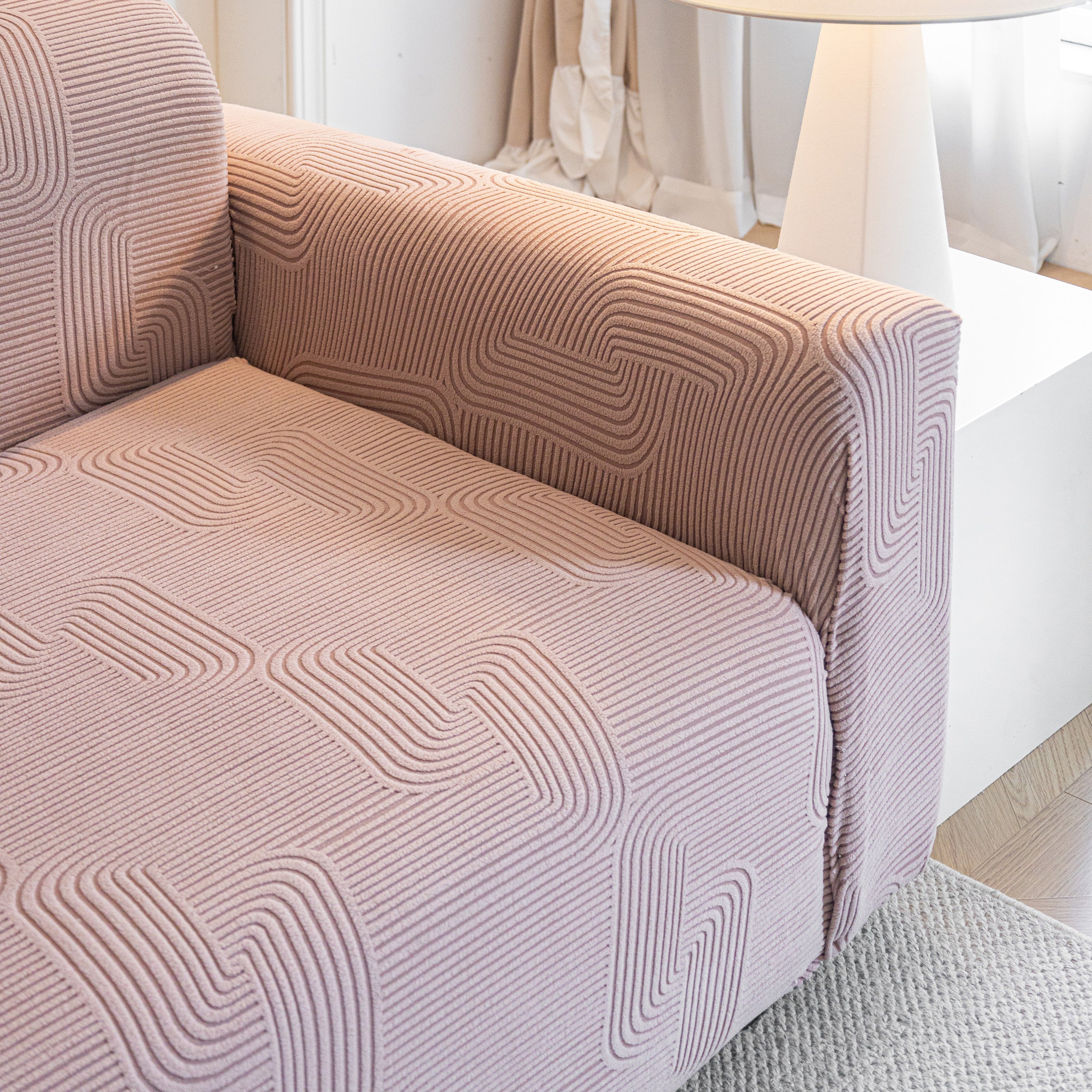 Modern Slipcovers Geometric Textured Stretchable Sofa Cover for Couch with Chaise