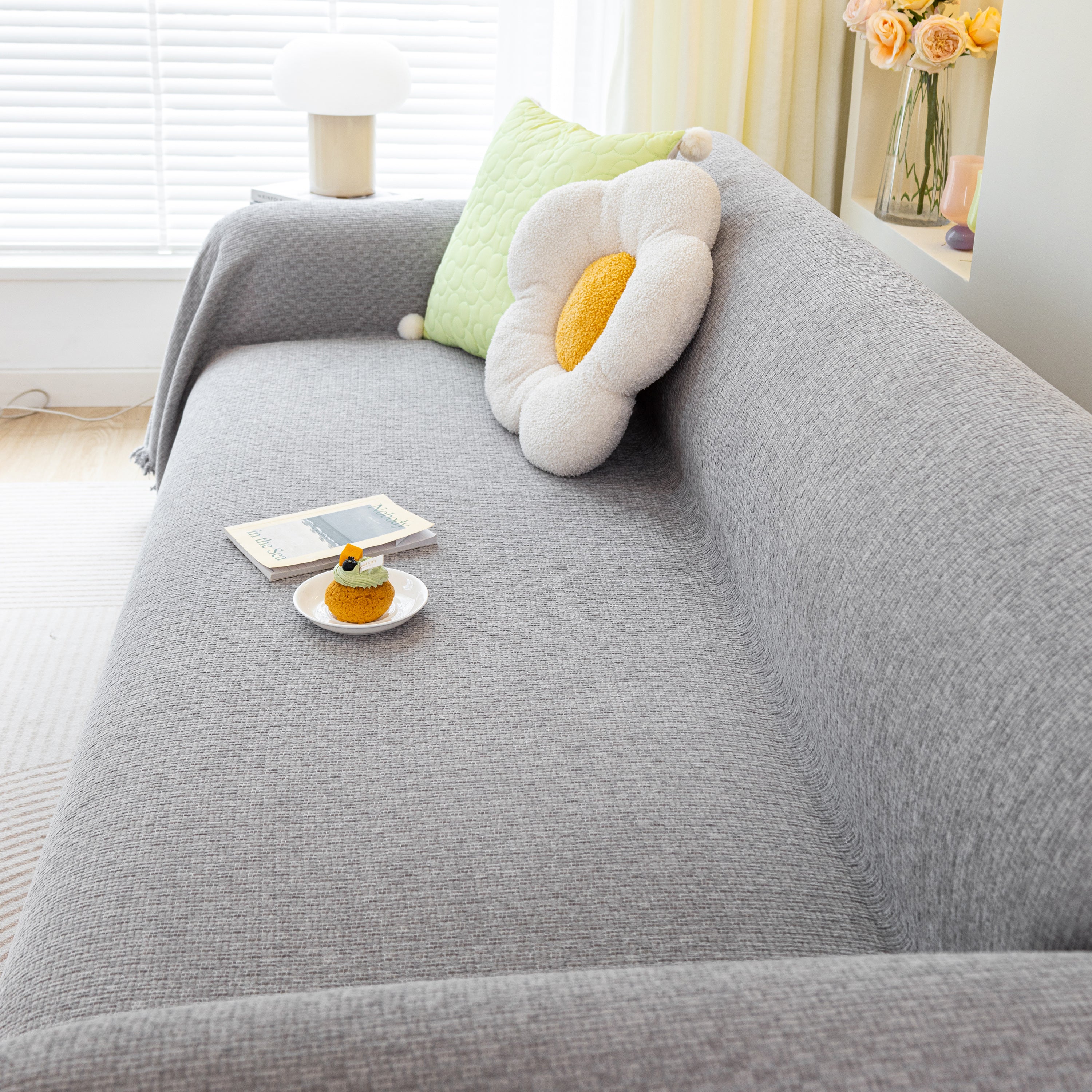 Chenille Large Throw Couch Cover Blanket with Water-Resistant for Futon, Loveseat, and L-Shaped Sofa