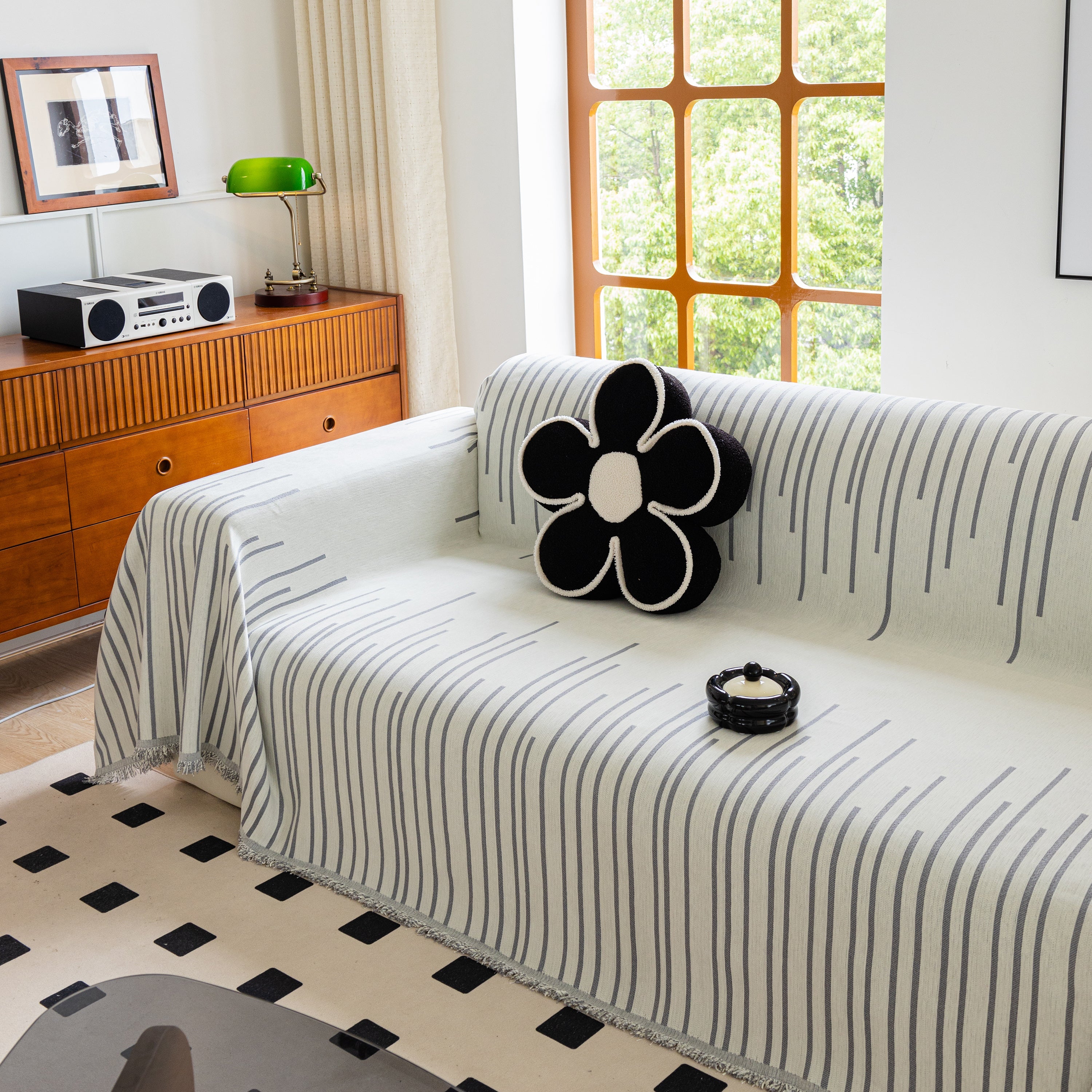 Boho Striped Jacquard Throw Sofa Slipcover Chenille Sofa Throws for Couches for Pets Kids Home Decor