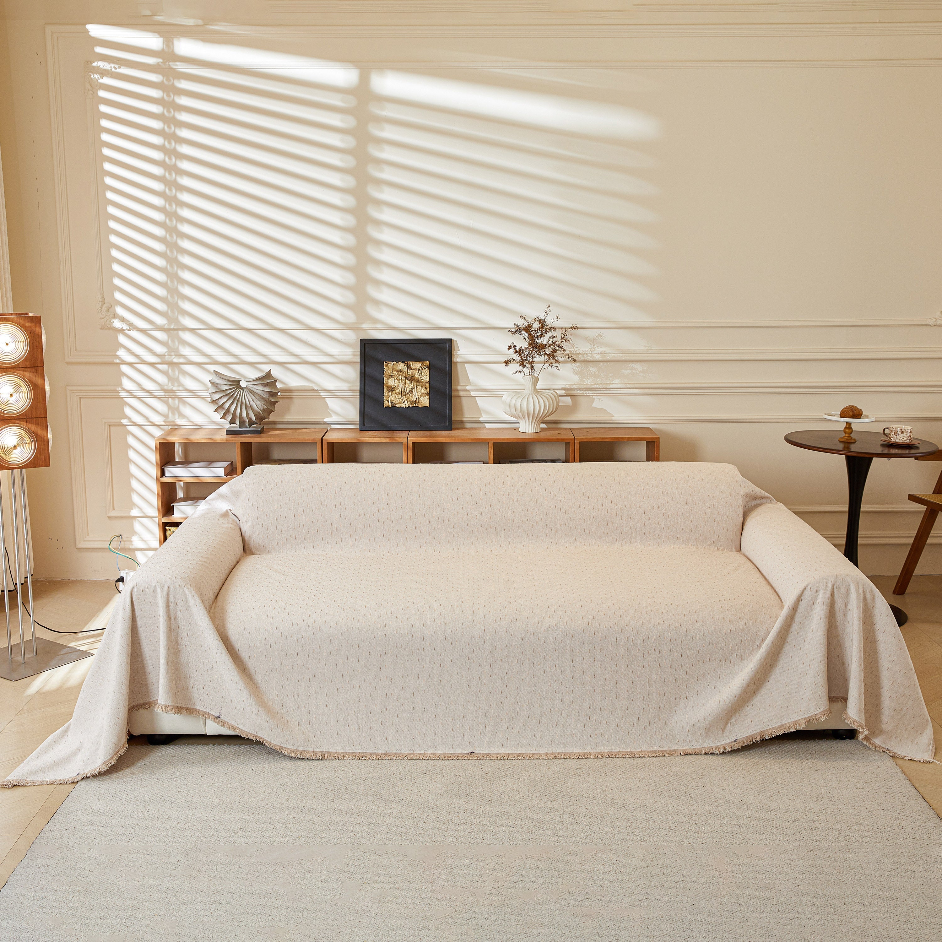 Textured Throw Blanket with 3D Dobby Weave, Minimalist Furniture Protector for Couch