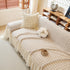 Grid Textured Sofa Cover with Sheer Ruffle Skirt, Pet-Friendly Sofa Throw Slipcover