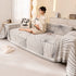 Modern Minimalist Chenille Line Pattern Sofa Cover, Dust and Scratch Resistant Throw Blankets for Couch
