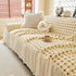 Grid Textured Sofa Cover with Sheer Ruffle Skirt, Pet-Friendly Sofa Throw Slipcover