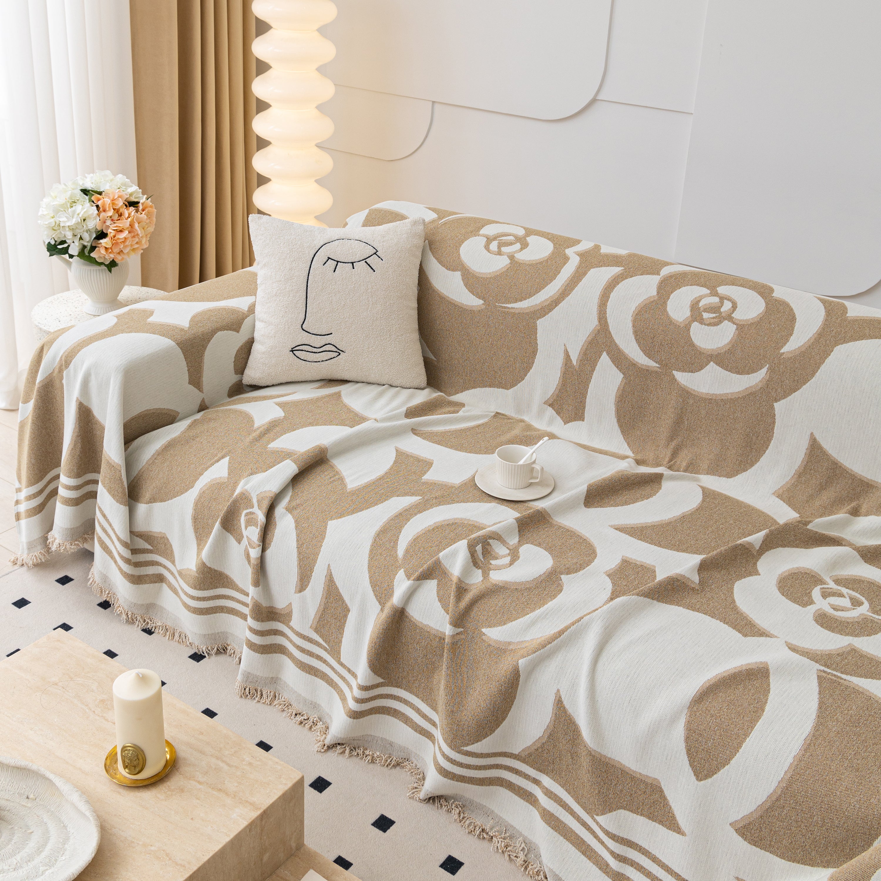 Chenille Sofa Cover Blanket, Couch Cover Blanket Throws for Couches Living Room Furniture Throw Covers