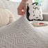 High Stretch Embossed Geometric Slipcover for Couch, Cozy Plush Fleece Couch Cover