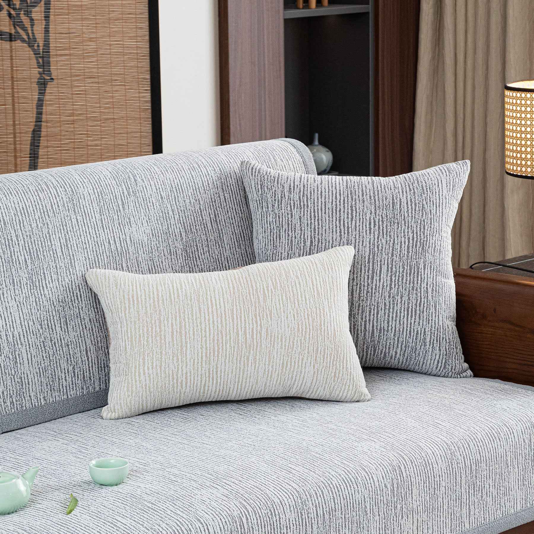 Textured Striped Sofa Cover, Non-Slip Couch Protector for Pets, Kids & Daily Use