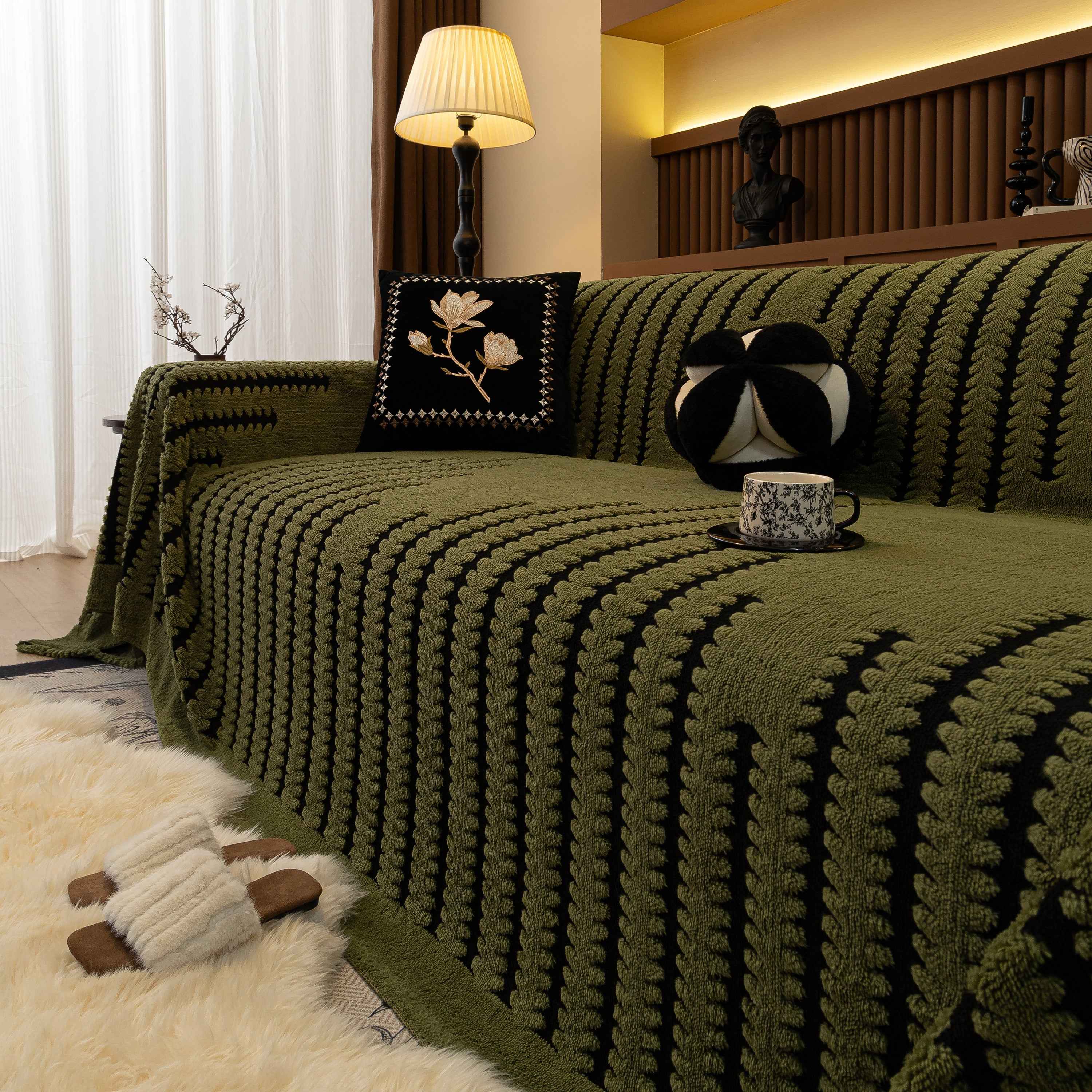 Jacquard Fleece Throw Blanket for Couch Plush Fuzzy Cozy Soft Blankets and Throws for Sofa