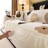 Retro Floral Sofa Cover with Sheer Ruffle Skirt, Decorative Sofa Protector Cover