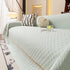 Jacquard Ice Silk Sofa Throw Cover with Gold Trim, Summer Cooling Couch Slipcover