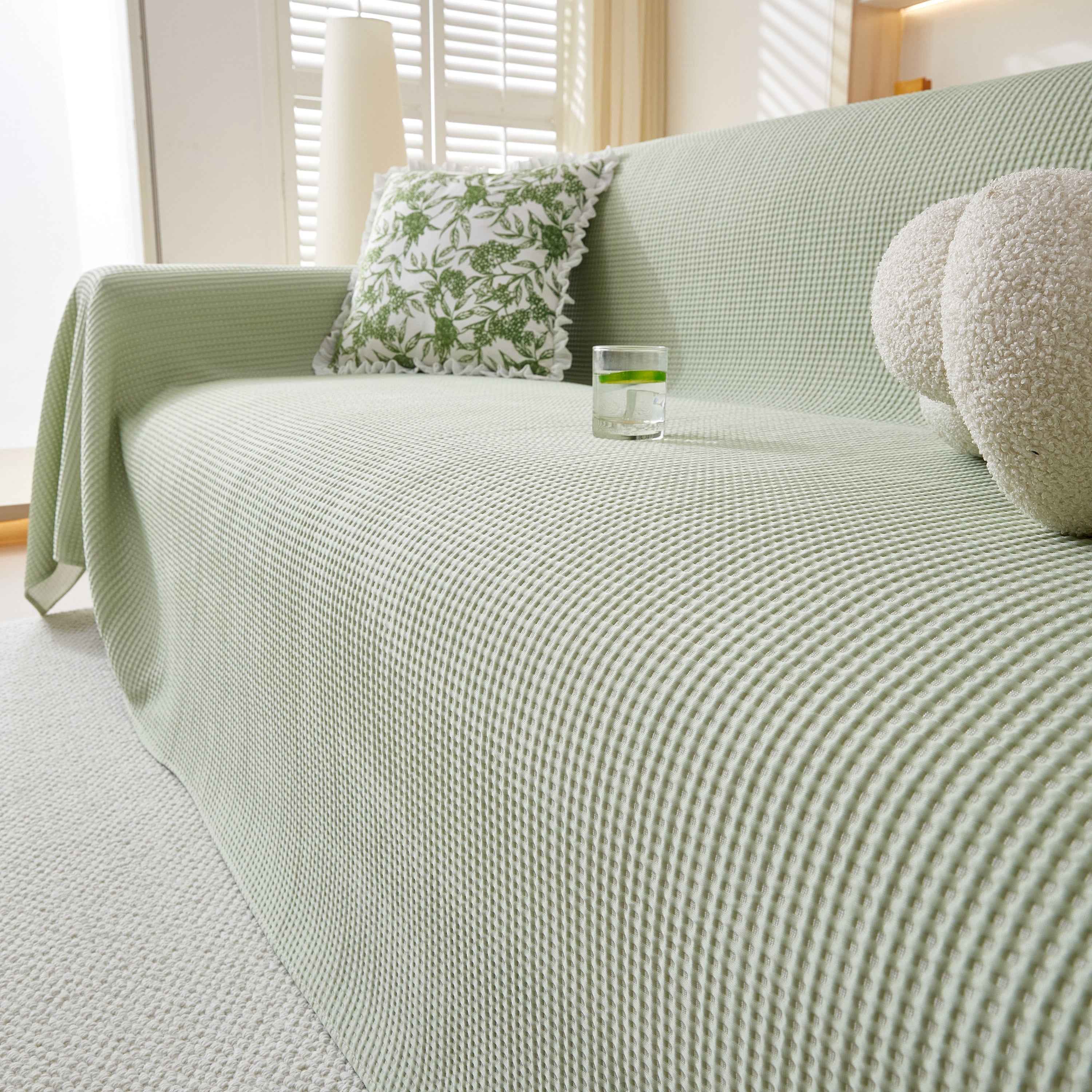 Cooling Comfy Throw Sofa Cover, Textured & Breathable, Multi-Use Decorative Couch Covers for Summer