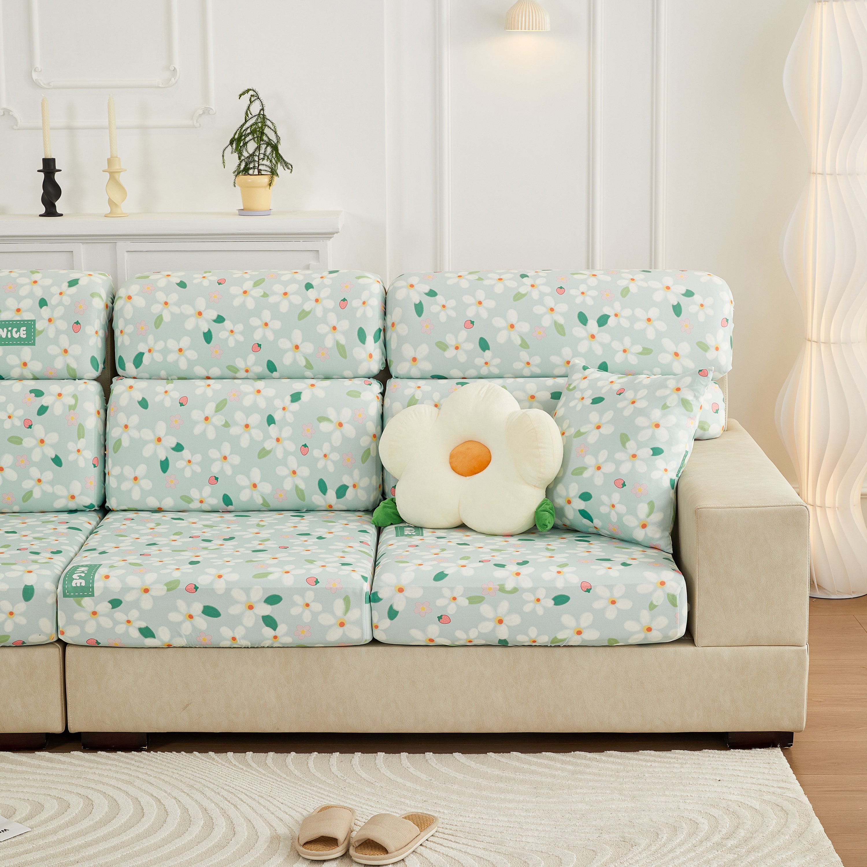 Stretch Individual Cushion Slipcovers, Furniture Protector with Elastic Bottom, Couch Cover Replacement