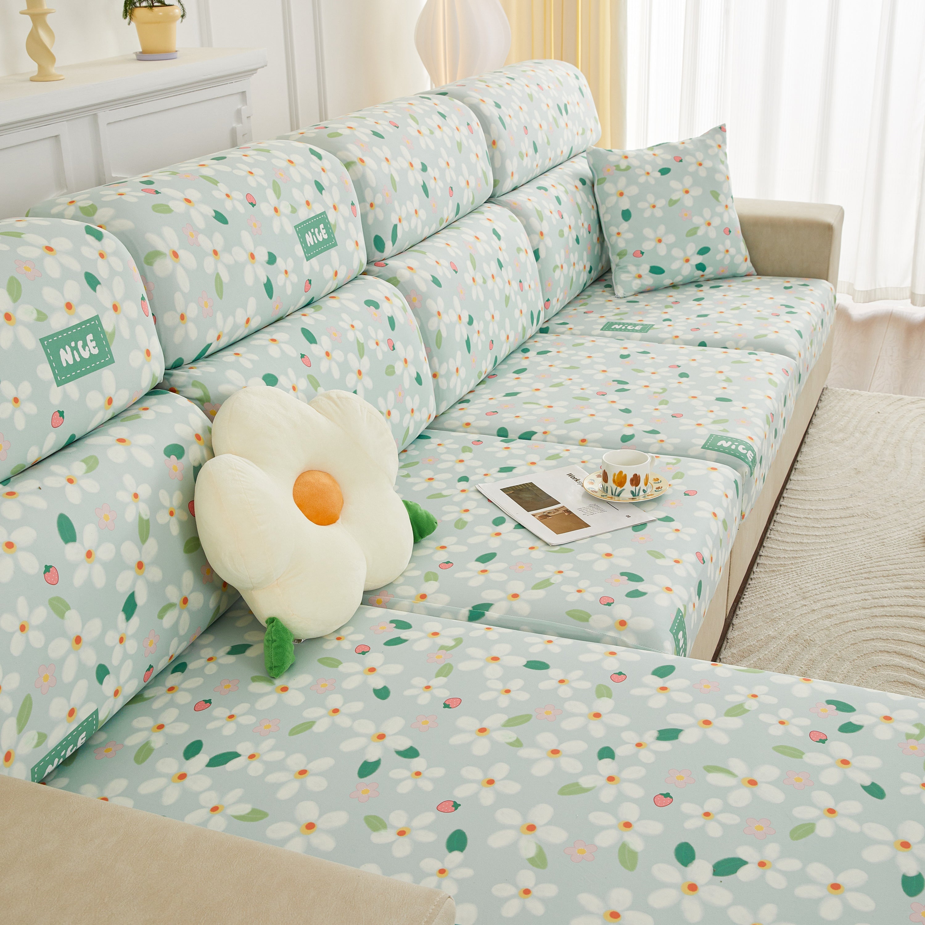 Stretch Individual Cushion Slipcovers, Furniture Protector with Elastic Bottom, Couch Cover Replacement