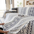 Bohemian Tufted Sofa Cover, Plush Fleece Throw Blanket with 3D Woven Aztec Stripes
