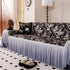 Elegant Botanical Sofa Cover with Pleated Tulle Skirt, Vintage Floral Couch Protector