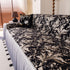 Elegant Botanical Sofa Cover with Pleated Tulle Skirt, Vintage Floral Couch Protector