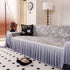 Elegant Botanical Sofa Cover with Pleated Tulle Skirt, Vintage Floral Couch Protector
