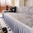 Elegant Botanical Sofa Cover with Pleated Tulle Skirt, Vintage Floral Couch Protector