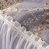 Elegant Botanical Sofa Cover with Pleated Tulle Skirt, Vintage Floral Couch Protector