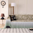 Elegant Botanical Sofa Cover with Pleated Tulle Skirt, Vintage Floral Couch Protector