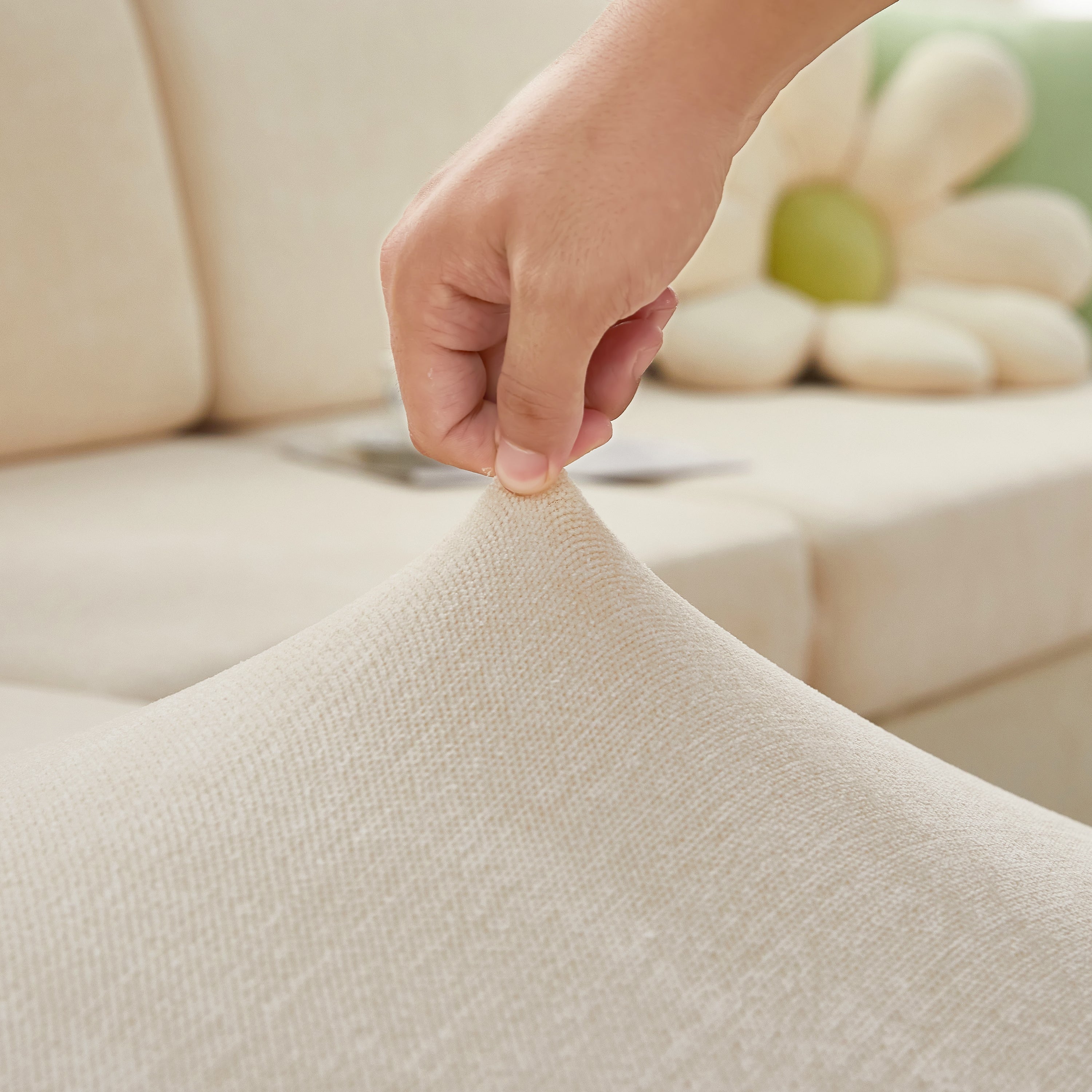 Chenille Cushion Covers for 1/2/3/4 Seater Sofas and L-shaped Couches, Furniture Covers for Pets