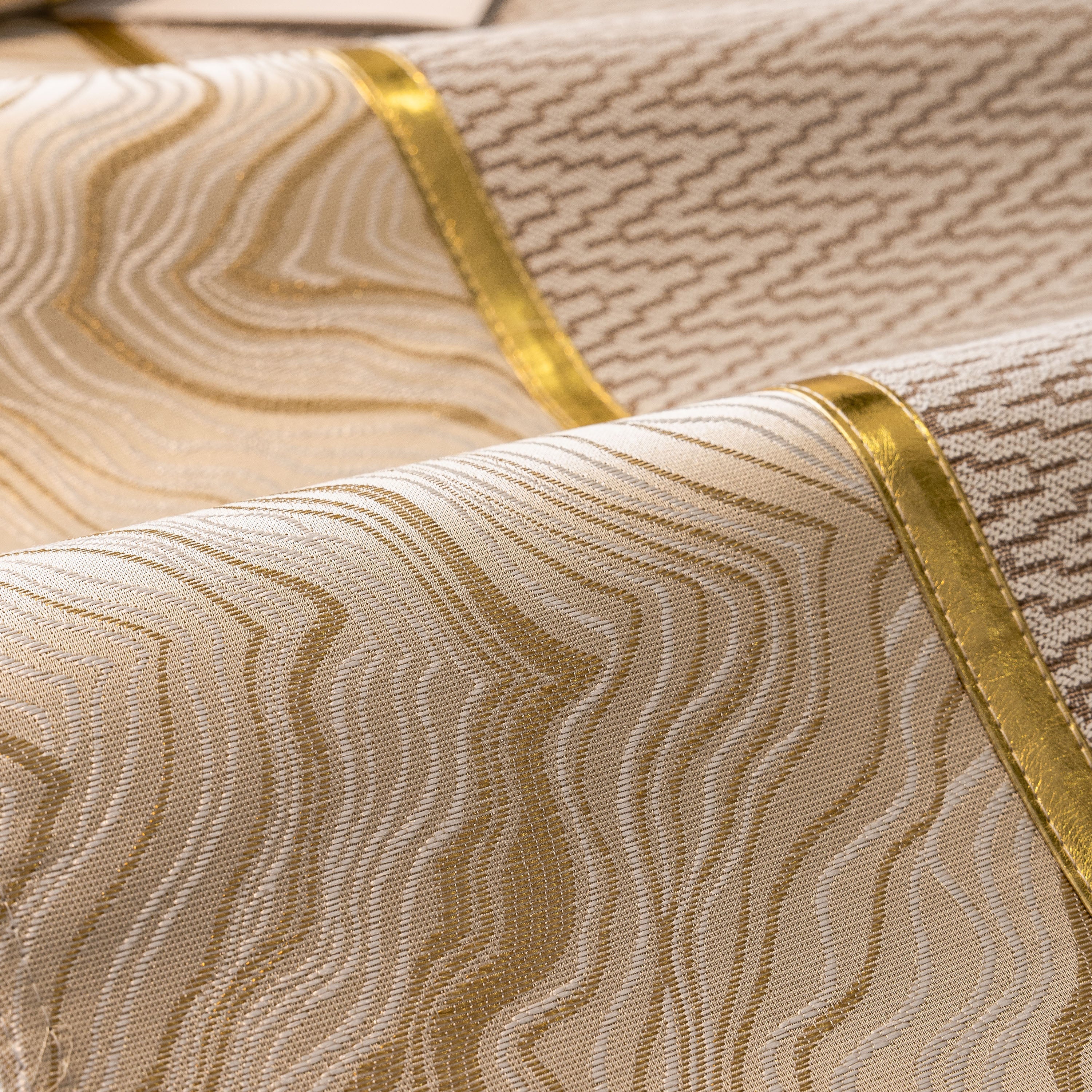 Non-Slip Couch Cover with Gold Trim, Sofa Slipcover for Sectional & Loveseat