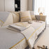 Non-Slip Couch Cover with Gold Trim, Sofa Slipcover for Sectional & Loveseat