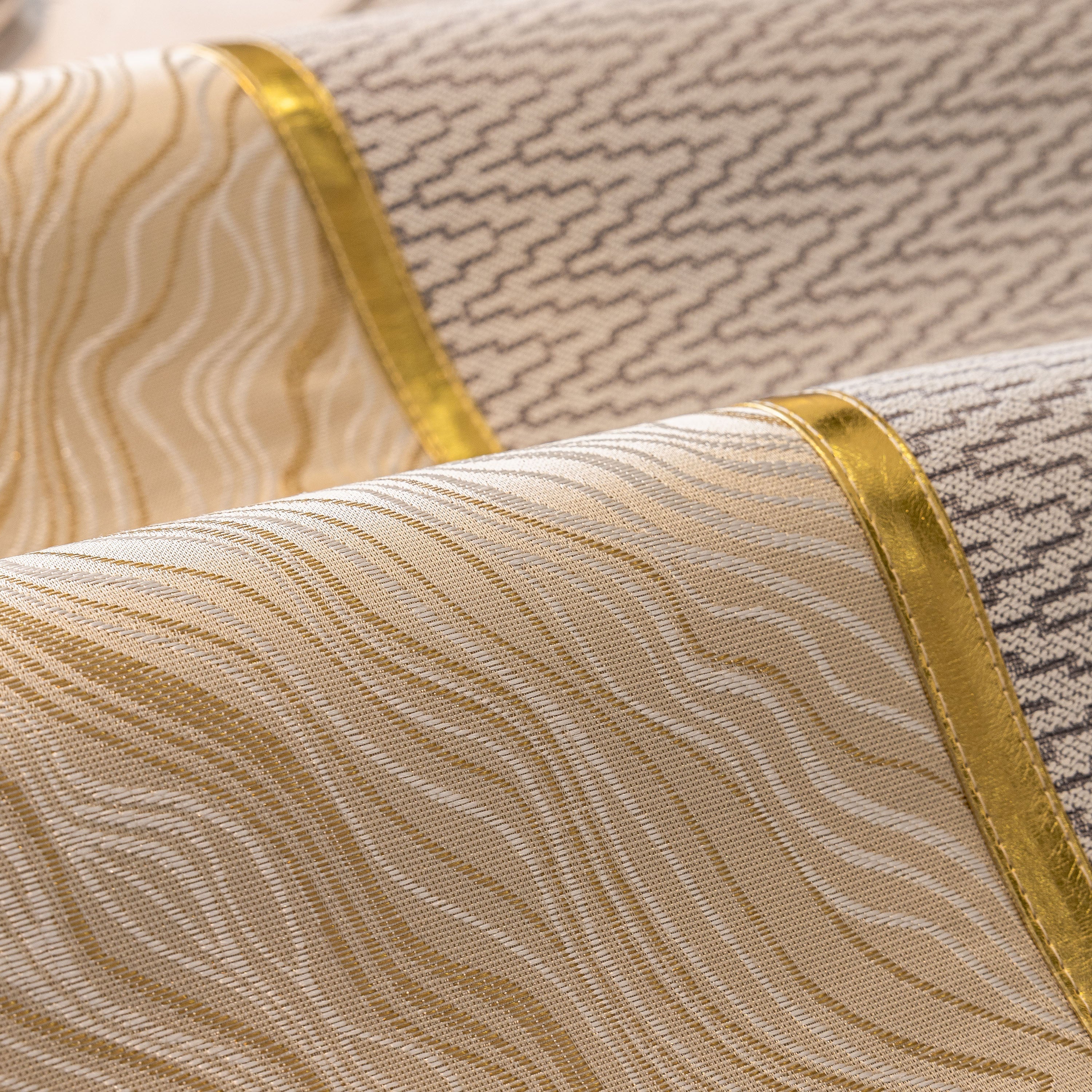 Non-Slip Couch Cover with Gold Trim, Sofa Slipcover for Sectional & Loveseat