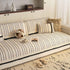 Textured Striped Sofa Cover with Plush Trim, Non-Slip Couch Protector Sectional Covers