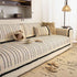 Textured Striped Sofa Cover with Plush Trim, Non-Slip Couch Protector Sectional Covers