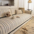 Textured Striped Sofa Cover with Plush Trim, Non-Slip Couch Protector Sectional Covers