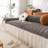 Soft Warm Flannel Couch Cover Throw Blanket with French Flounce, Beautiful Furniture Throws for Sofas