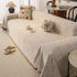 Luxury Elegant Chenille Sofa Throw Cover with Floral Embroidered Lace & Pom-Pom Trim