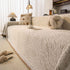 Luxury Elegant Chenille Sofa Throw Cover with Floral Embroidered Lace & Pom-Pom Trim