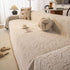 Luxury Elegant Chenille Sofa Throw Cover with Floral Embroidered Lace & Pom-Pom Trim