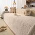Luxury Elegant Chenille Sofa Throw Cover with Floral Embroidered Lace & Pom-Pom Trim