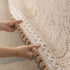 Luxury Elegant Chenille Sofa Throw Cover with Floral Embroidered Lace & Pom-Pom Trim