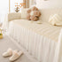 Soft Warm Flannel Couch Cover Throw Blanket with French Flounce, Beautiful Furniture Throws for Sofas