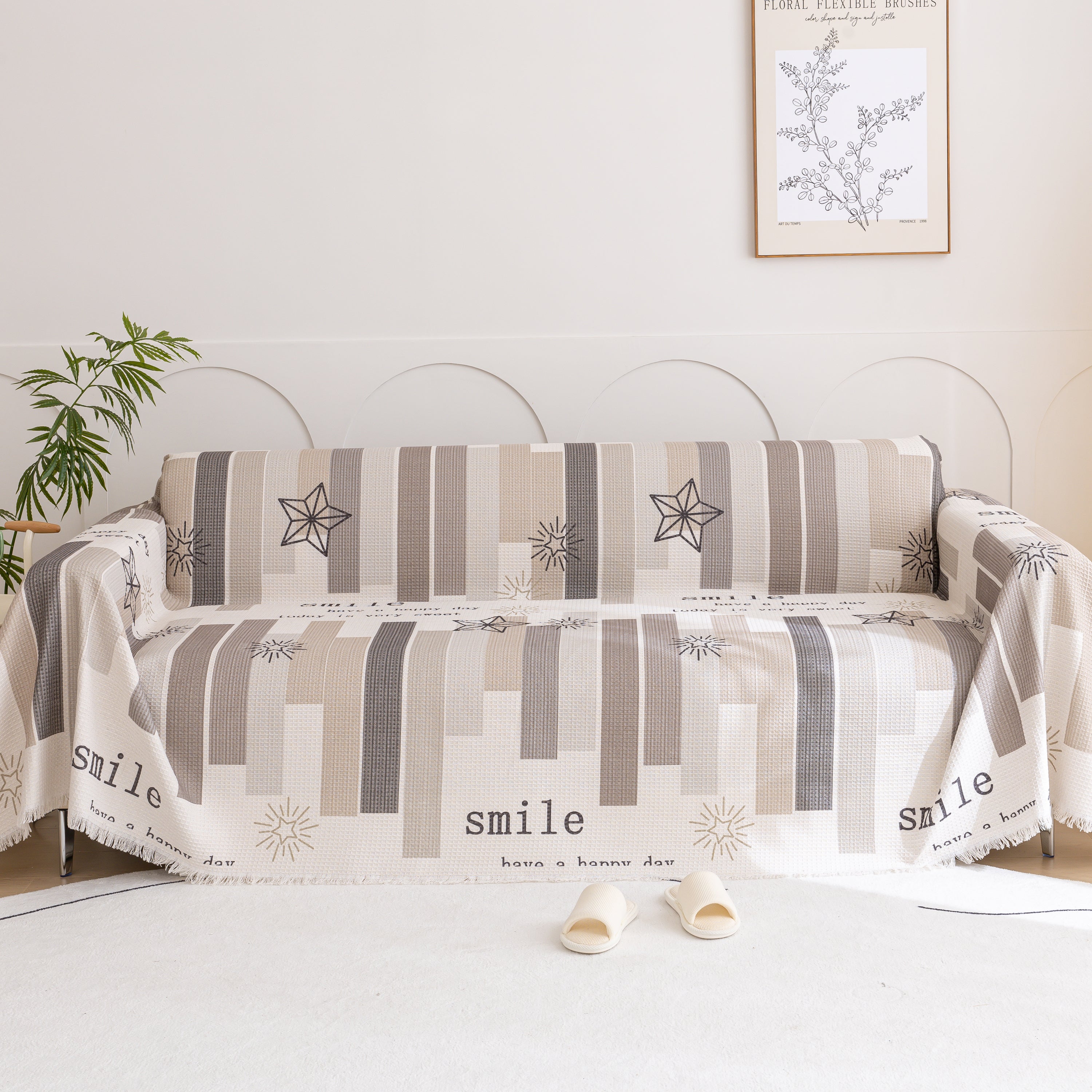 Chenille Sofa Cover Throw, Smile Couch Cover Blanket Throws for Couches, Soft Sofa Towel