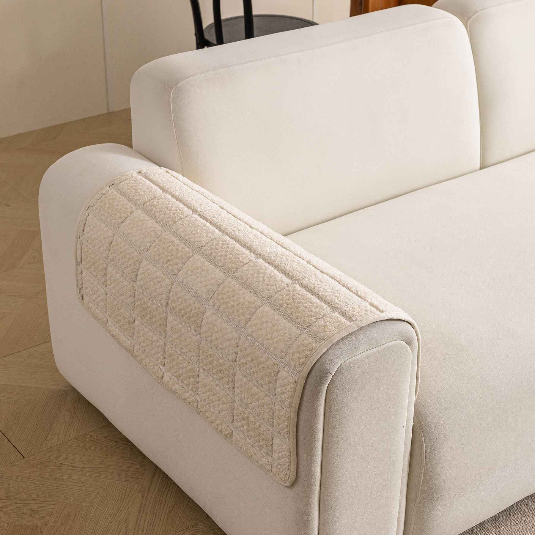 Plush Sofa Protector, Soft Couch Cover with Silicone Non-Slip Backing for Pets & Kids