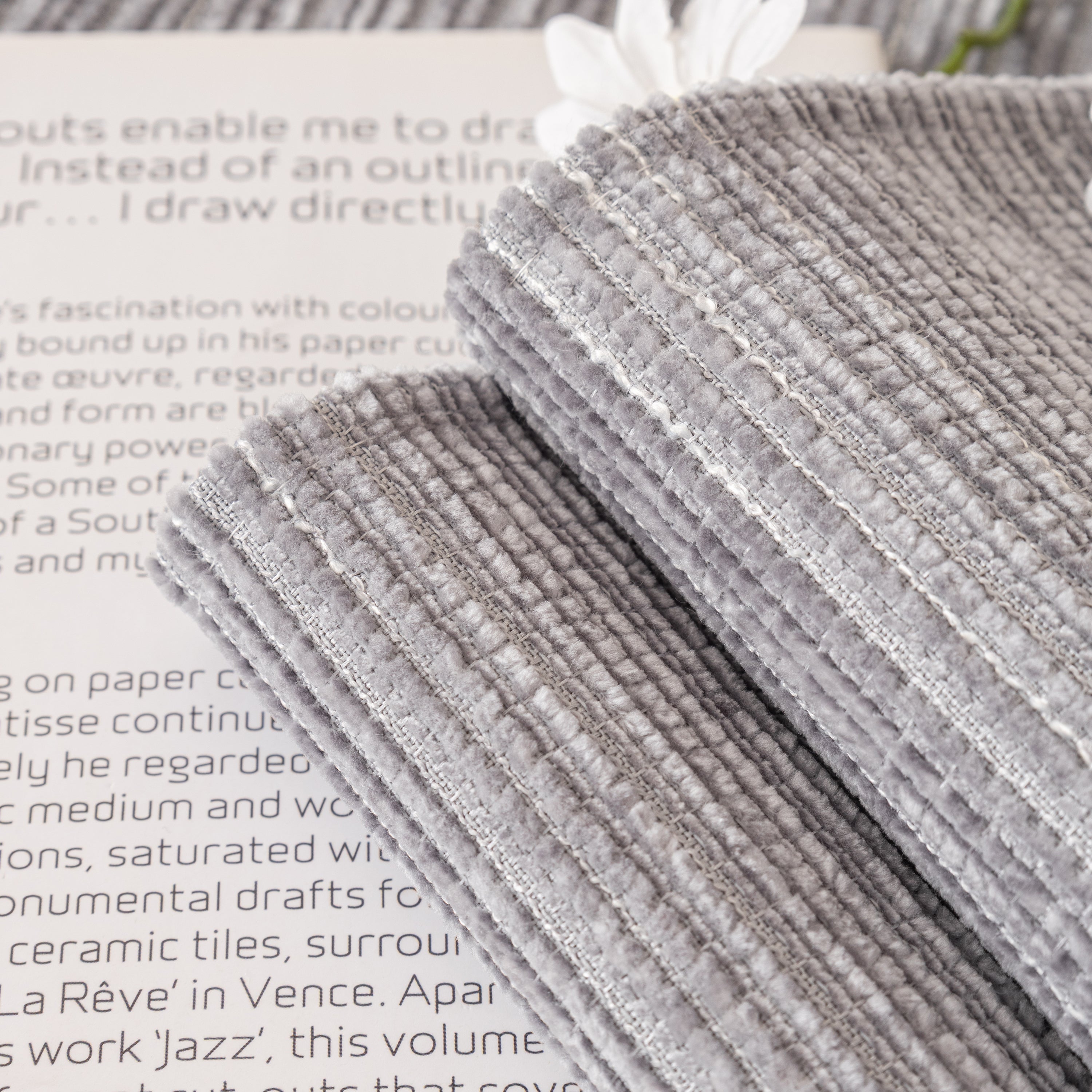 Plush Solid Color Striped L-Shaped Sofa Slipcovers, Washable Non-Slip Textured Furniture Covers