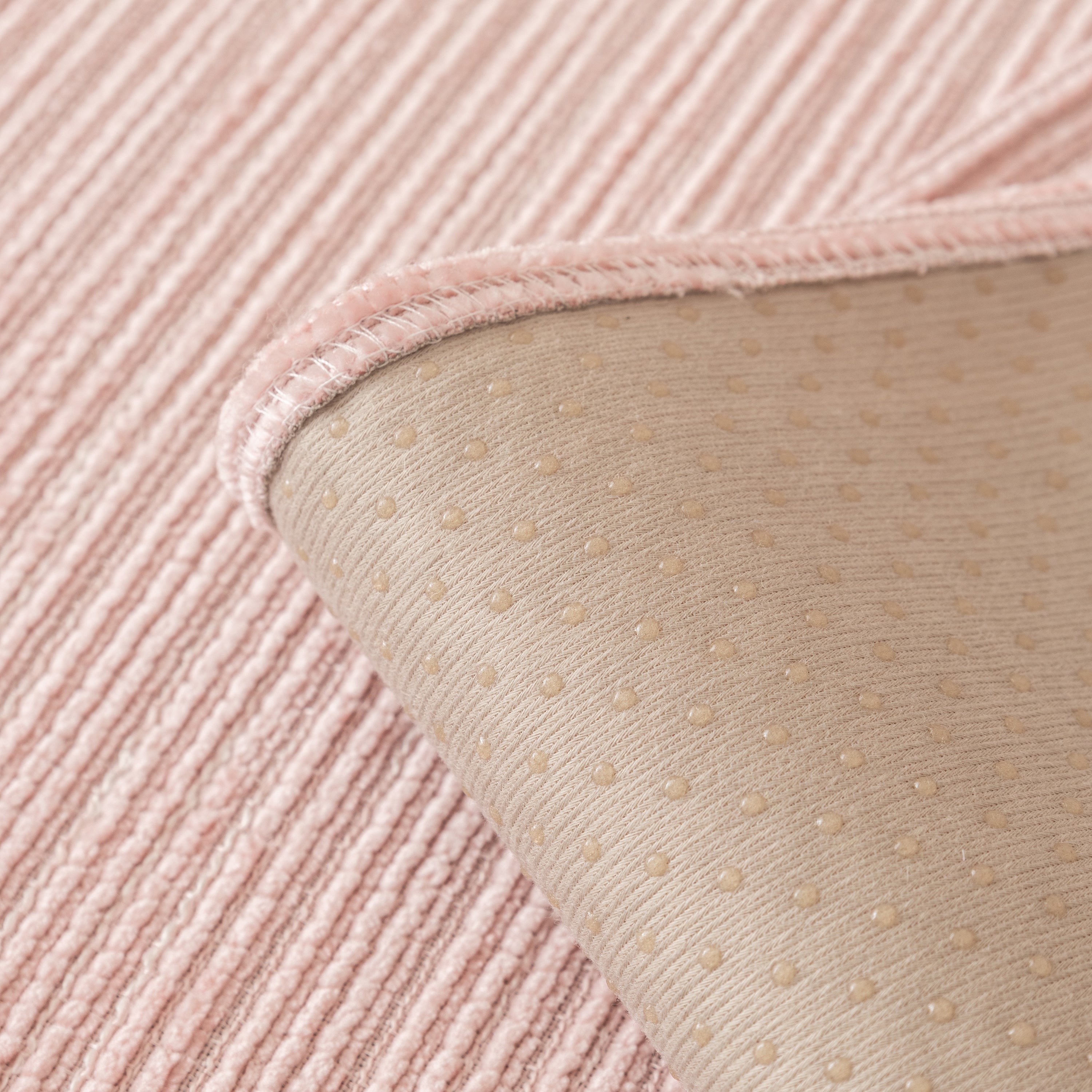 Plush Solid Color Striped L-Shaped Sofa Slipcovers, Washable Non-Slip Textured Furniture Covers