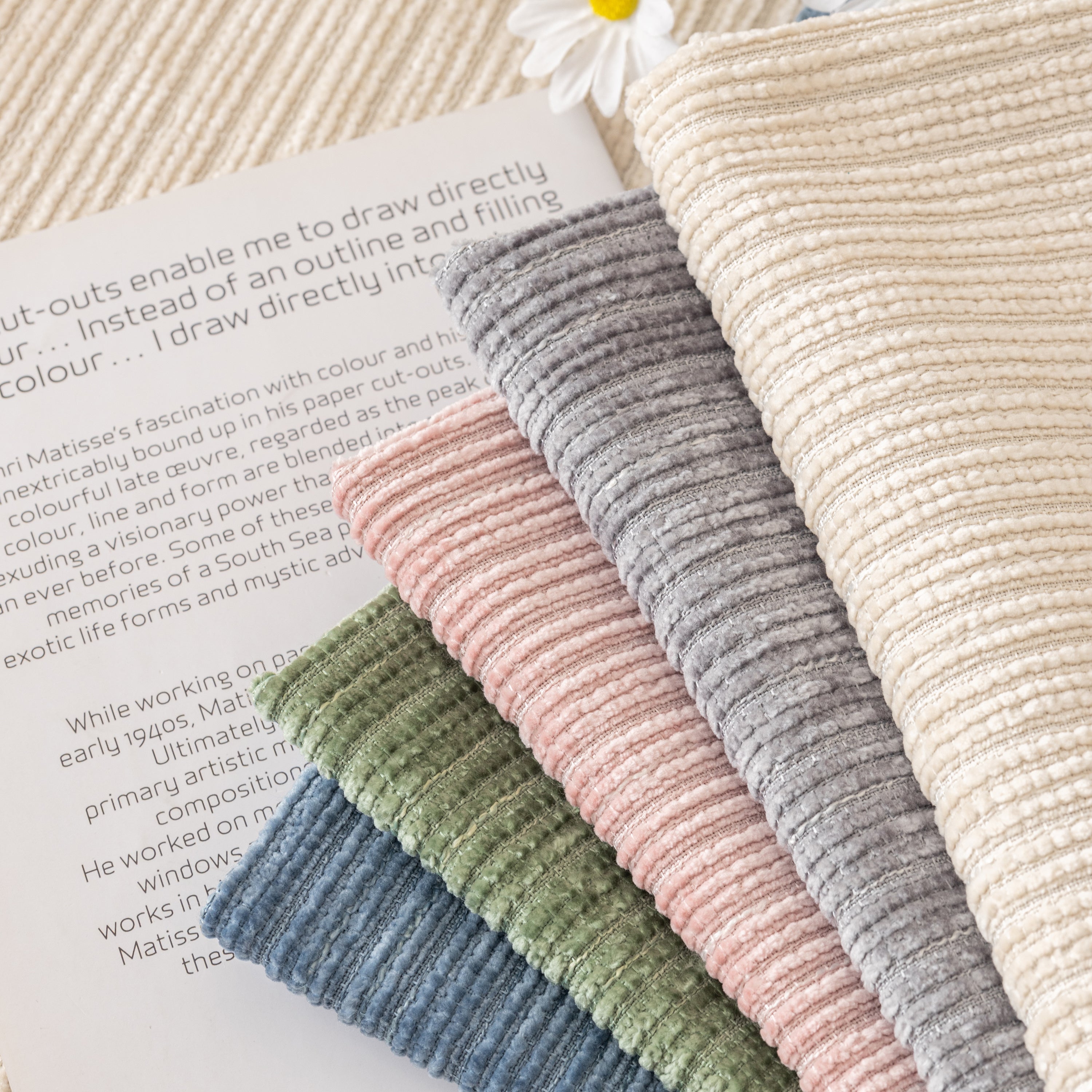 Plush Solid Color Striped L-Shaped Sofa Slipcovers, Washable Non-Slip Textured Furniture Covers