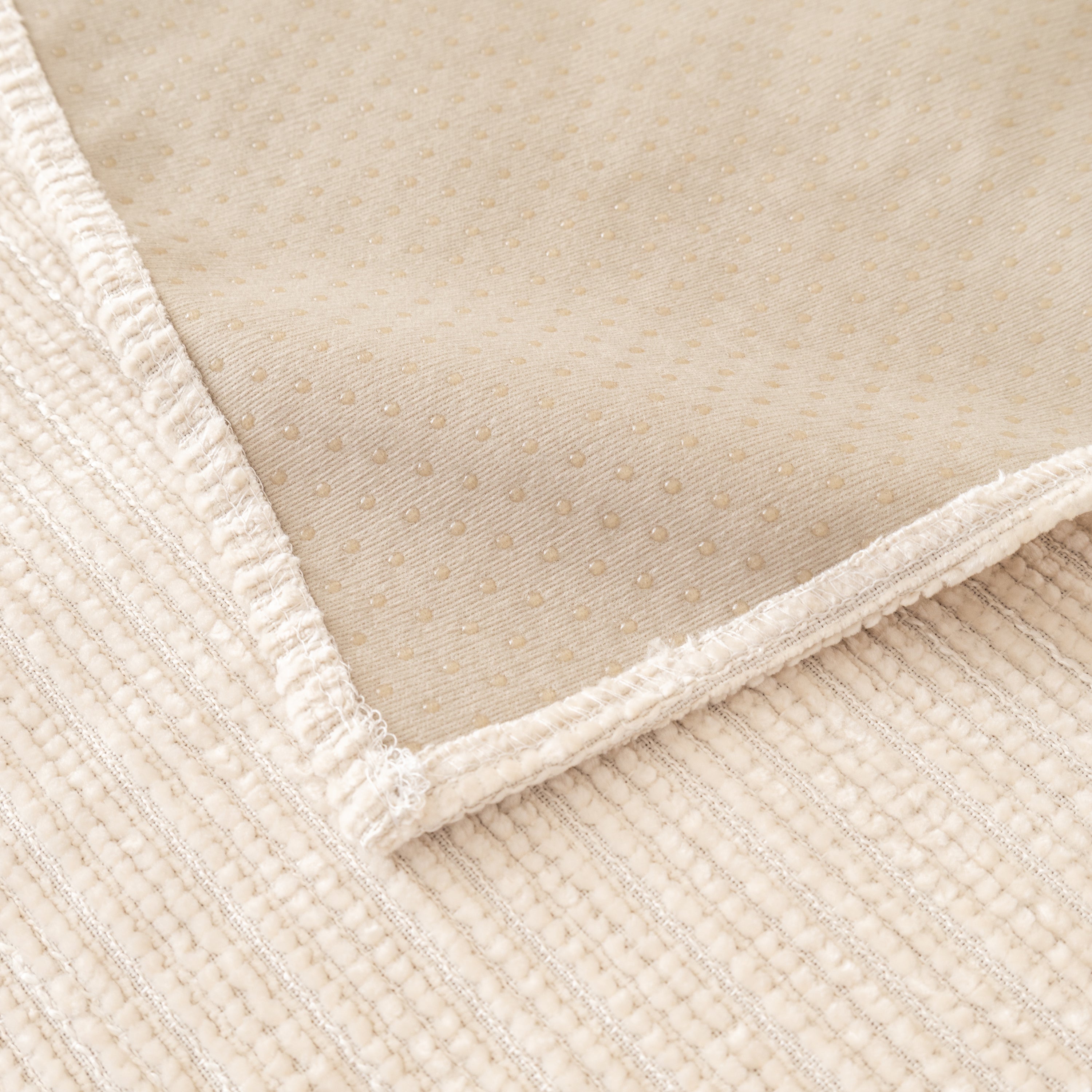 Plush Solid Color Striped L-Shaped Sofa Slipcovers, Washable Non-Slip Textured Furniture Covers