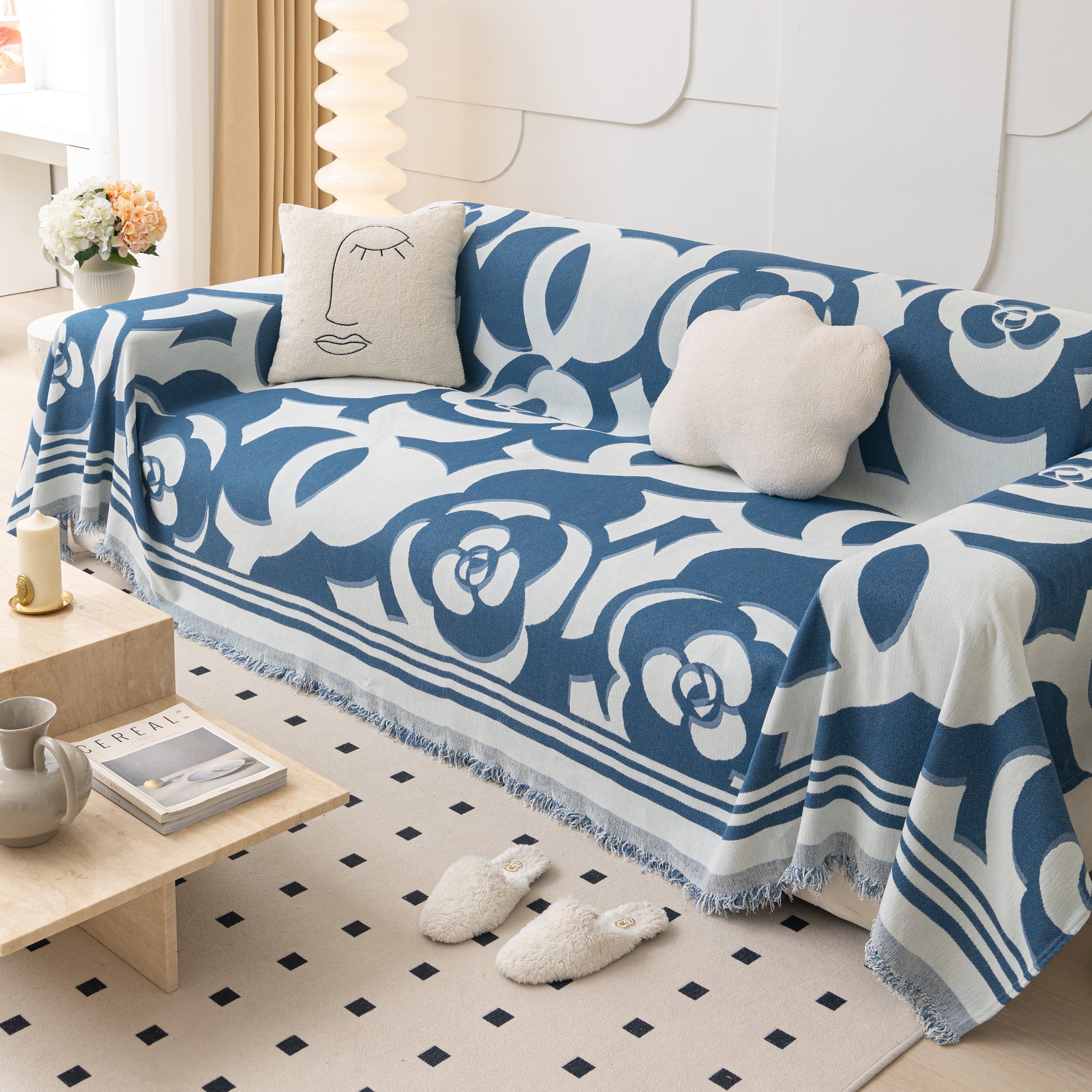 Chenille Sofa Cover Blanket, Couch Cover Blanket Throws for Couches Living Room Furniture Throw Covers