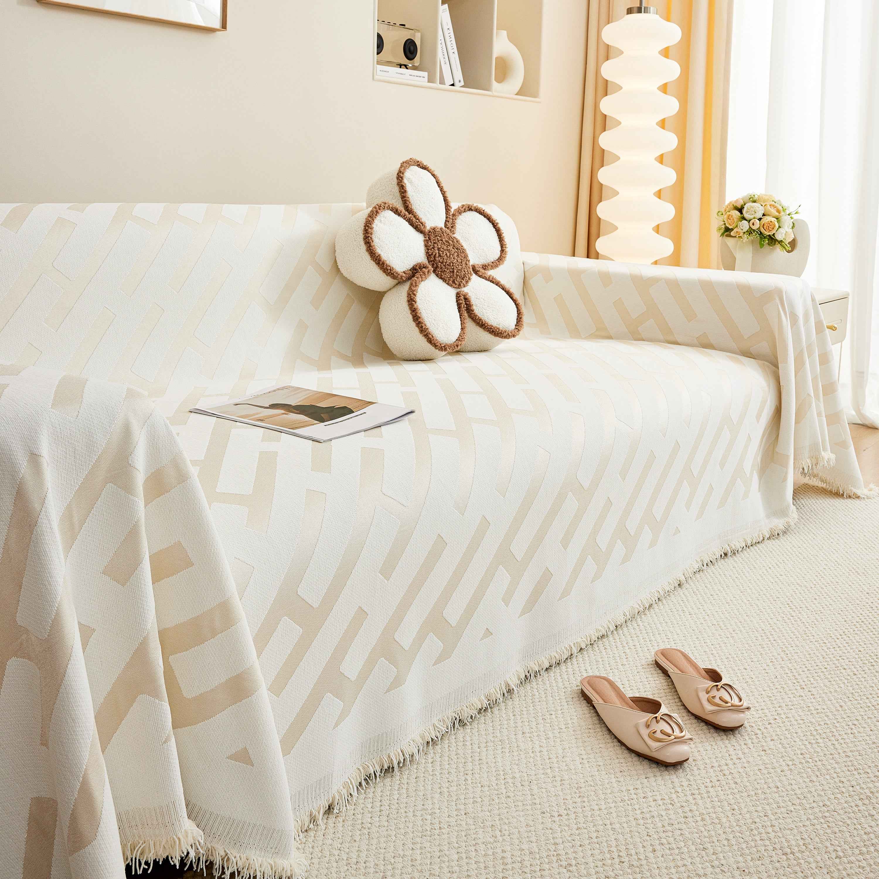 Fashion Chenille Couch Cover Blanket, Couch Non Slip Covers for Sectionals, Pet Friendly Couch Covers